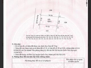 Phú cát  vị trí lõi kcn  dt 100m  sẵn sổ hồng  ngay quốc lộ 21  và khu tổ hợp y tế