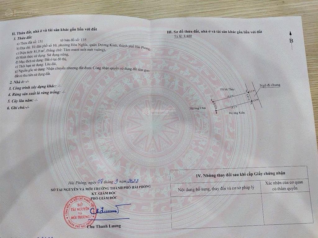 Bán đất tại hòa nghĩa, dương kinh, hải phòng, 22,5 triệu / m2, 80 m2