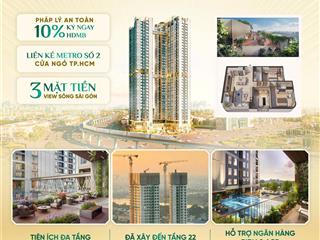 Căn hộ 3 phòng ngủ góc 85 m2 chỉ thanh toán 1,1 tỷ đến khi nhận nhà và nhận sổ riêng  view sông sg