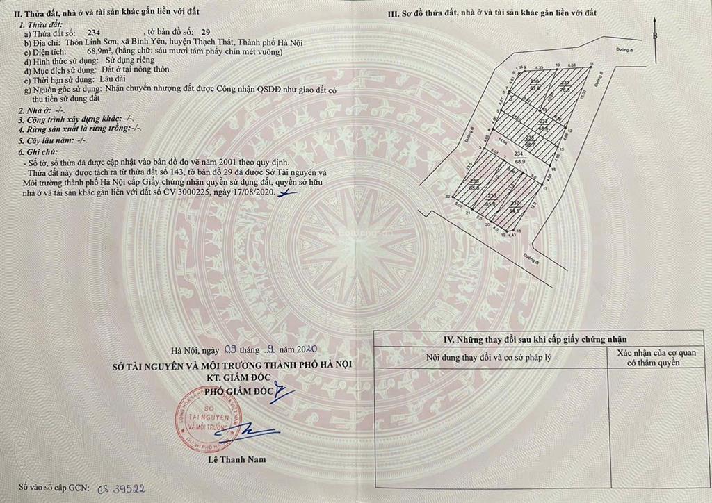 Cần bán gấp lô đất 68,9m  2 mặt tiền trước sau, full thổ cư tại linh sơn