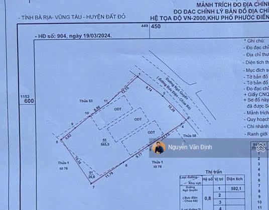 6.5 tỷ cực đẹp sổ sẵn, 580m2  có 20m mặt tiền  có 180 thổ cư giá 6ty5, đường ngô quyền trung tâm