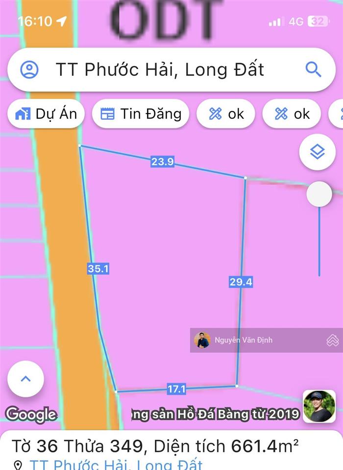 Phước hảira biển 5pdt661m2có 35m mặt tiền nhựaphủ hồng lên thổ cư okgiá 3ty5