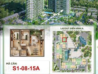 Căn toà s1 tầng 08 mã căn 15a hướng đông nam view biệt thự đảo & trực diện quảng trường ko chênh