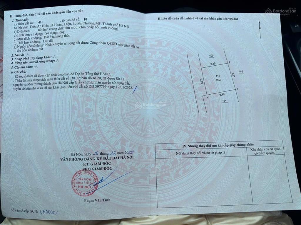 Chính chủ cần bán lô đất hoàng diệu ngay trục đê đáy ô tô vào đất