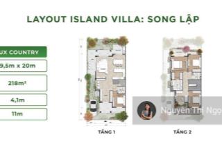 Lấy villa song lập đảo retreat 9.5x20m, 2 tầng 1 tum tại khu đô thị rừng eco retreat