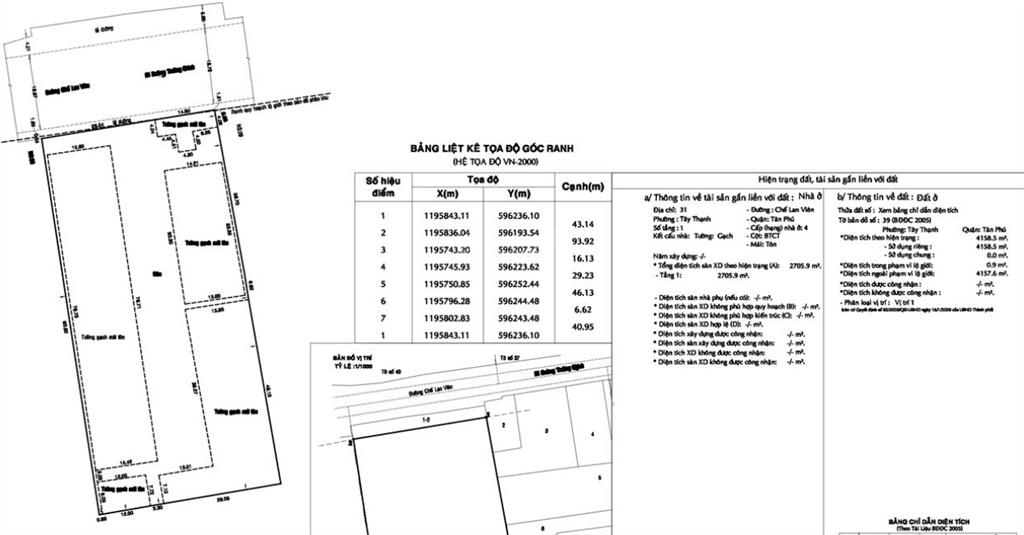 220 tỷ / mặt tiền 31 chế lan viên  q. tân phú  43x93m / cn 4.158m2  hđt 450 triệu/tháng