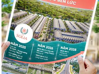 Sở hữu đất nền the solia bến lức  pháp lý sổ đỏ, giá chỉ từ 1,8 tỷ/nền