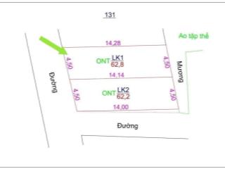 Ra hàng 2 lô mới f0 đất ở nhân nội  tân tiến  văn giang chỉ 2 tỷ đồng ạ diện tích 62,8m. đường3m