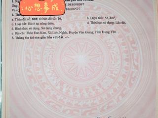 Chính chủ bán 55,4m2 tại đan kim liên nghĩa văn giang sát sân vận động pvf mở rộng và đại học bkcs2
