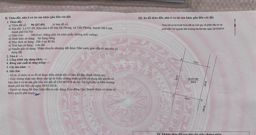 Độc quyền phân phối đất nền lk và bt kđt hà phong, mê linh. sổ đỏ chính chủ, cam kết giá rẻ nhất tt