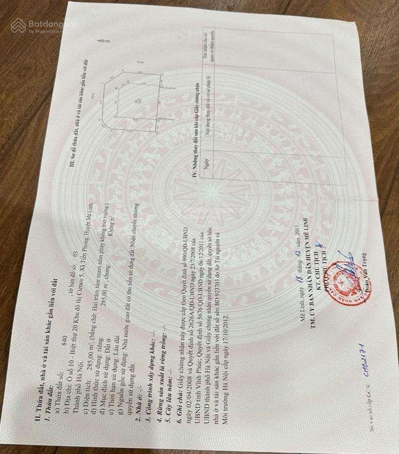 Độc quyền phân phối đất nền lk và bt kđt hà phong, mê linh. sổ đỏ chính chủ, cam kết giá rẻ nhất tt