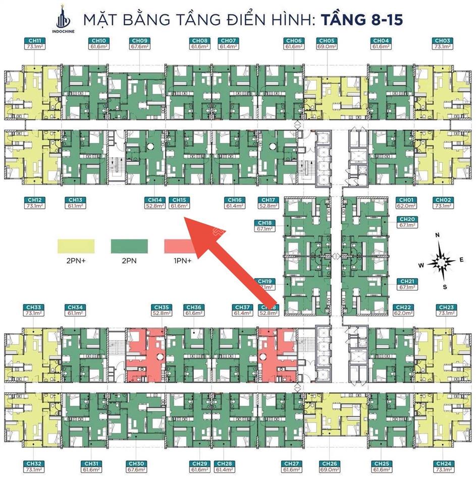 Bán gấp căn hộ 61m2 tầng 12 hướng nam view hồ điều hoà  giá bán 19tr/m2