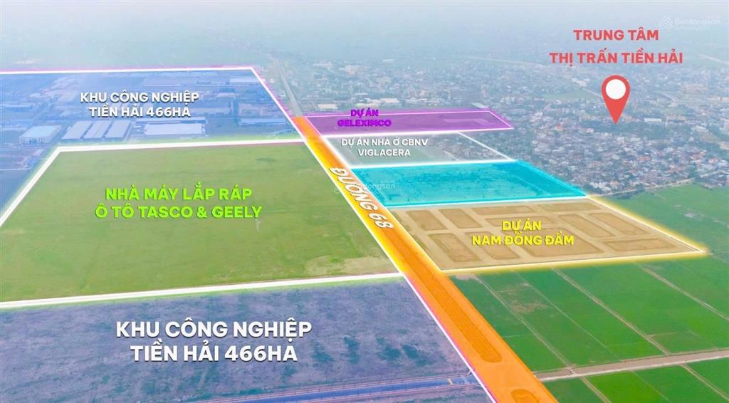 Cần bán 2 ô cạnh nhau mặt chính khu công nghiệp tiền hải rộng 68m, đối diện nhà máy rắp ráp ô tô