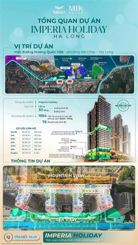 Bán căn studio tầng đẹp view vịnh tại dự án imperia holiday hạ long 0975 676 ***
