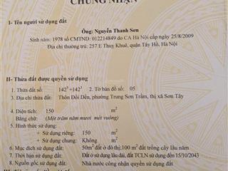 Bán đất ngõ số 2 phố chùa thông, số nhà 6/16 khu phố 4 thôn đồi dền, phường trung sơn trầm