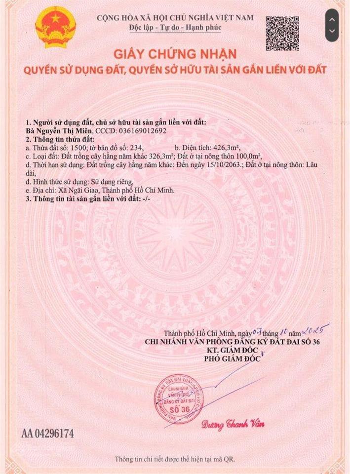 Bán đất tại đường 19, nghĩa thành, châu đức, bà rịa vũng tàu, giá siêu hời 2,3 tỷ, 426,3 m2