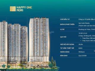 Căn hộ happy one mori cđt vạn xuân, giá bán 2.9 tỷ/67m2, thanh toán sở hữu chỉ 5%