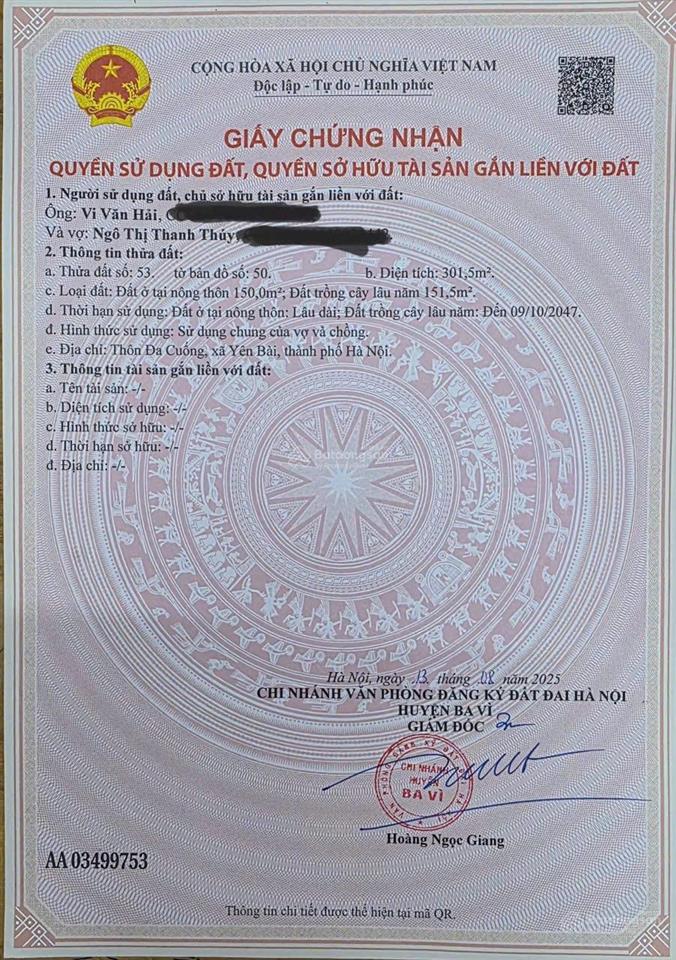 2,1 tỷ sở hữu ngay lô đất đẹp xã yên bài.301m2,có 150m thổ cư,đường rộng đã xây ranh giới rõ ràng