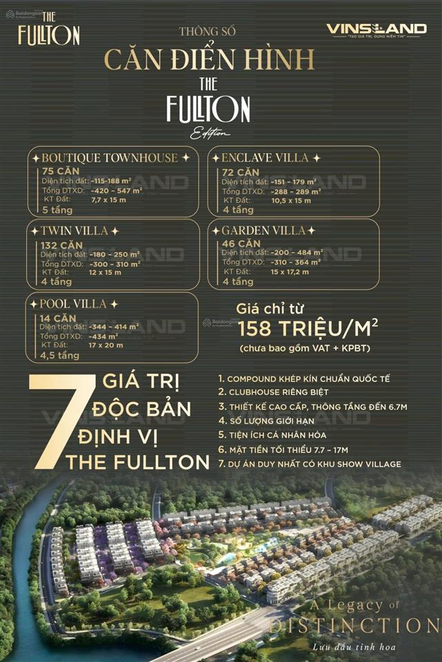 Quỹ ngoại giao siêu vip the fullton  bt pool villa, garden villa hot nhất, tặng ngay 330tr trừ giá