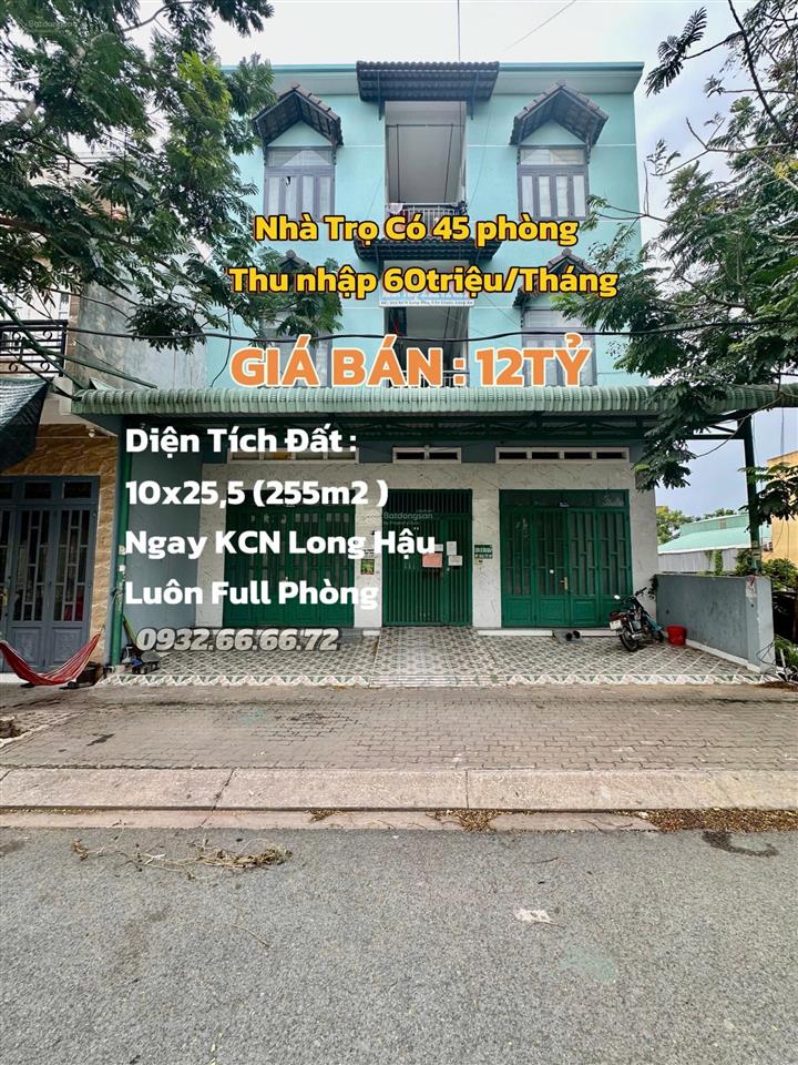 Nhà trọ 45 phòng đang khai thác dòng tiền đều đặn 60 triệu/tháng gần kcn long hậu cần bán gấp