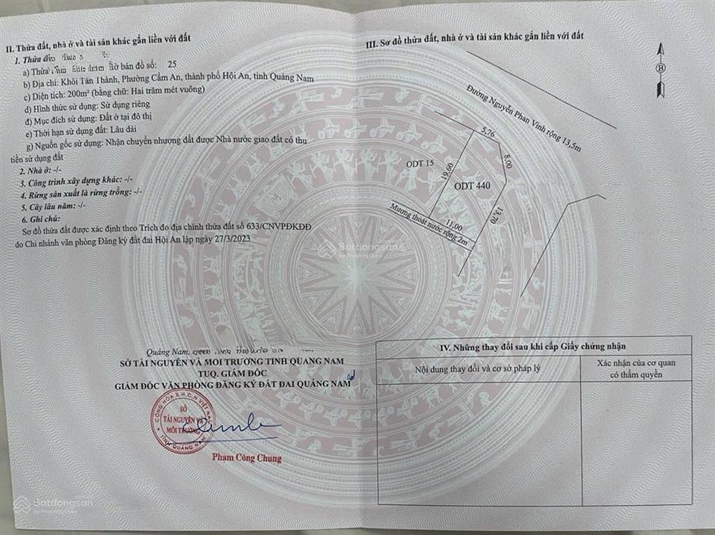 Bán gấp lô đất 2 mặt tiền biển an bàng đường nguyễn phan vinh  hội an