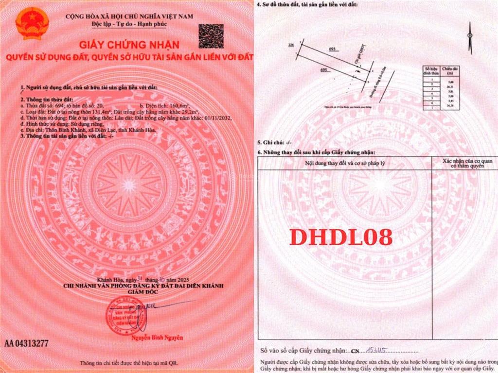 Mở bán đất đẹp giá rẻ, diện tích đa dạng dễ đầu tư tại diên lạc(diên hoà cũ), diên khánh