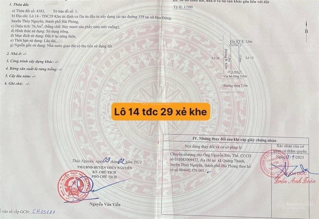 Bán tđc áp tràn a, b, c, d bắc sông cấm tn 60m2. đức 0383 196 *** (zalo)