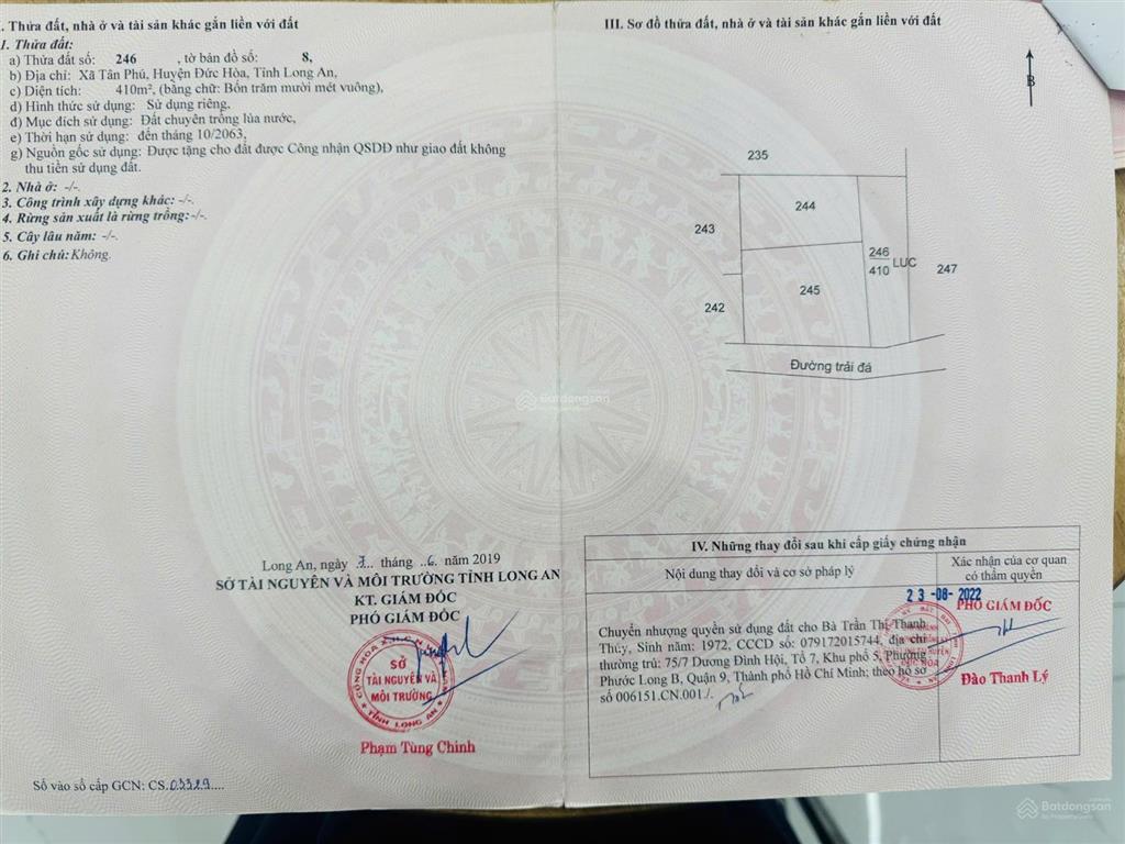 Chính chủ cần bán gấp 3 lô đất lk mặt tiền đường đá xanh ngay tân phú, đức hòa, long an