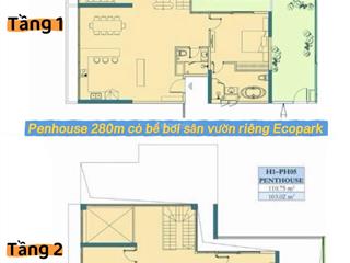 Thay đổi nhu cầu bán căn penthouse siêu vip, có bể bơi và sân vườn 280m2, haven park  ecopark