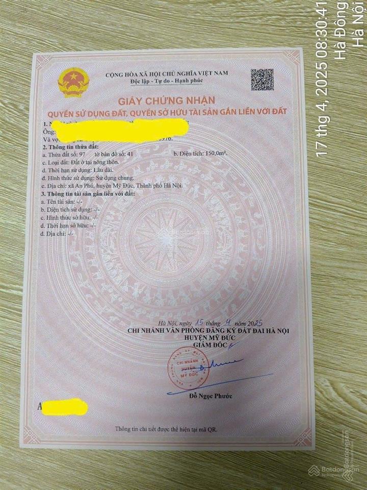 Chính chủ bán 2 lô đất an phú mỹ đức hà nội