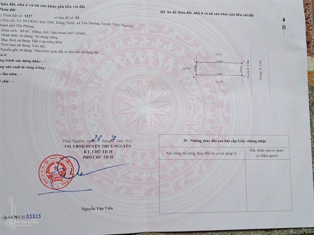 Bán đất nền đẹp tại tái định cư đông trịnh, dương quan, thủy nguyên, hải phòng, 60 triệu/m2, 60 m2