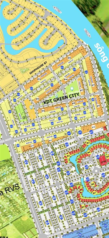 Trục lk23. 110m2 sạch đẹp hướng nam. thông thẳng xuống sông tại kđt green city. điện bàn đông