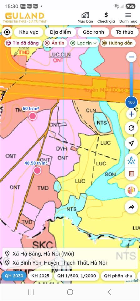 Bán lô đất thôn khoang mái xã đồng trúc. dt 65m. gần ga metro 5 văn cao