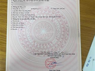 Chính chủ bán lô góc 2 mt ở yên vinh, thanh lâm, mê linh, hn
