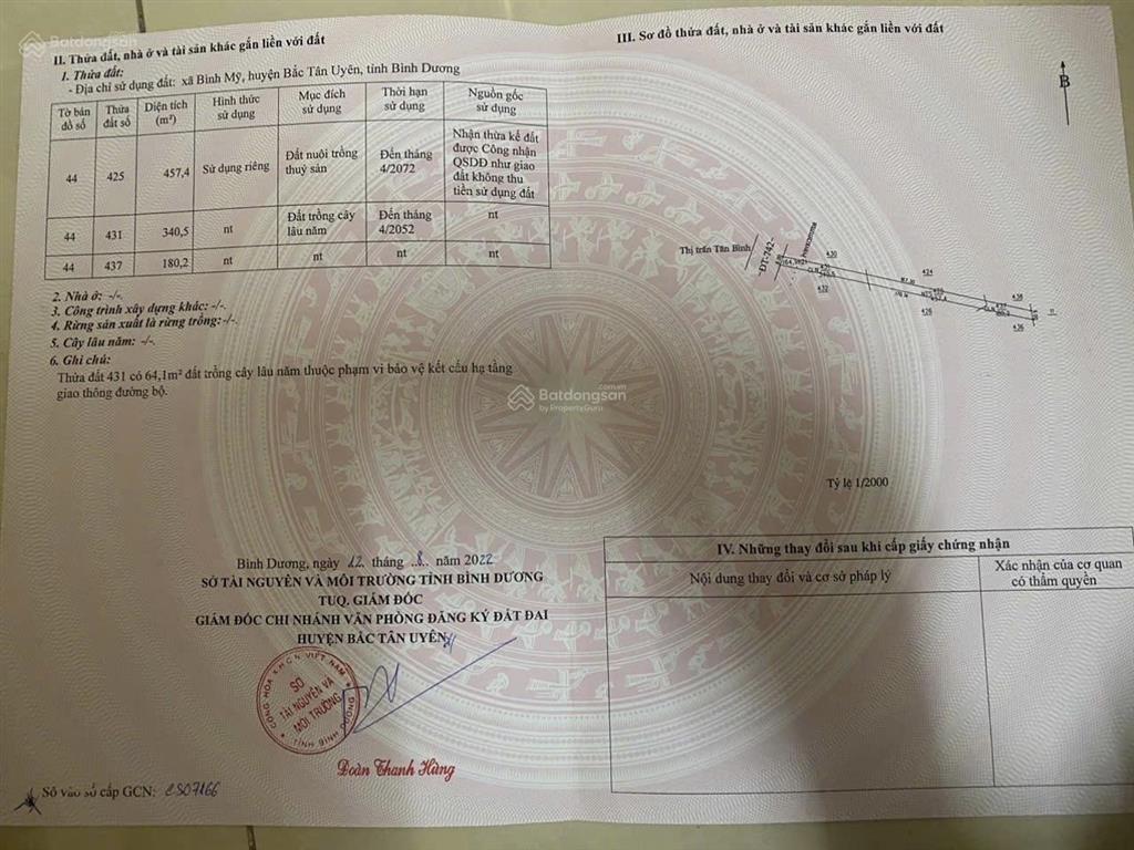 Cần bán hơn 1,5 mẫu đất mặt tiền dt 742 xã bình mỹ tân uyên bình dương