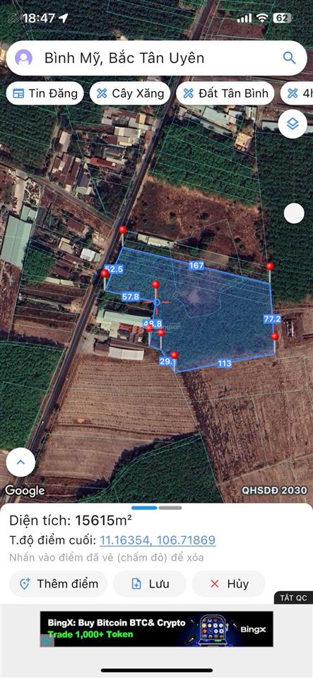 Cần bán hơn 1,5 mẫu đất mặt tiền dt 742 xã bình mỹ tân uyên bình dương