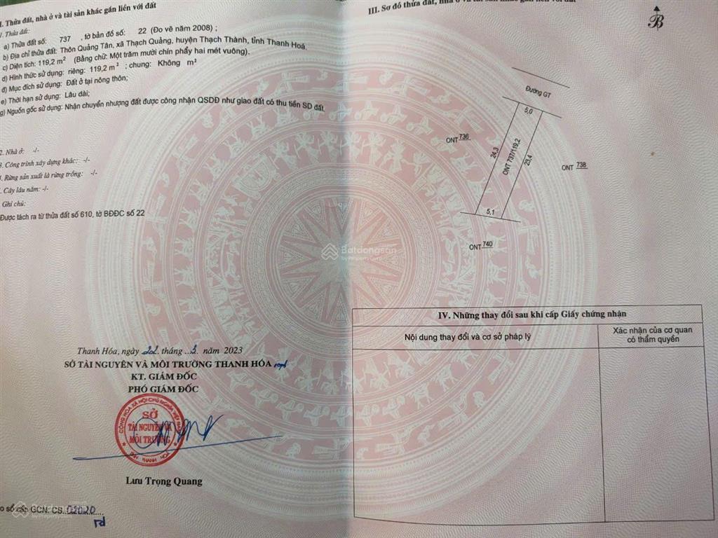 Bán đất nền gần khu công nghiệp thạch quảng, thạch thành, thanh hoá