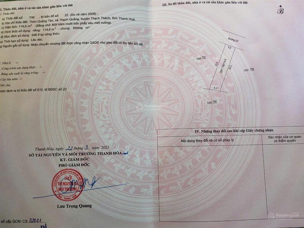 Bán đất nền gần khu công nghiệp thạch quảng, thạch thành, thanh hoá