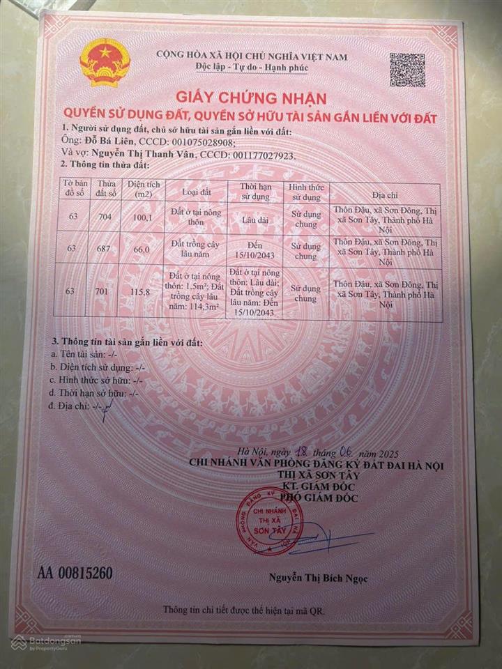 Đất sơn đông, sơn tây sổ đỏ full thổ cư. đường rộng 4m, ô tô 7 chỗ vào tận đất. gần quốc lộ 21