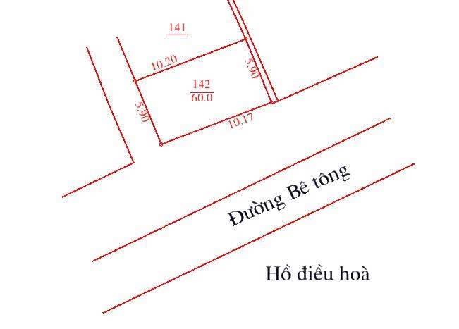 Bán hoặc cho thuê 60m sẵn nhà cấp 4. sử dụng thực tế 100m. 2 mặt tiền. view hồ thoáng mát vĩnh viễn