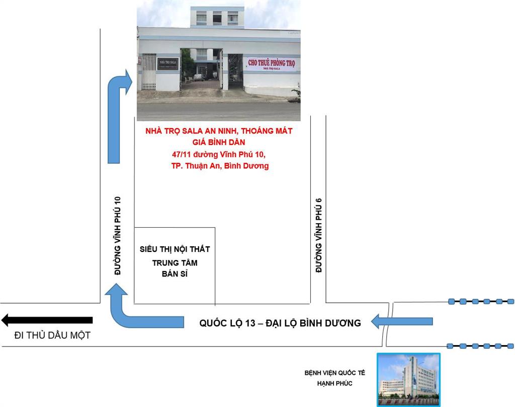 Cho thuê nhà trọ sala đối diện bệnh viện quốc tế hạnh phúc