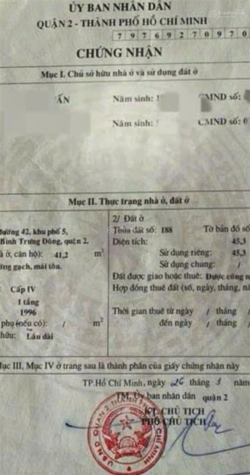 Bán đất hẻm ô tô thông thoáng, p. bình trưng đông (quận 2 cũ)