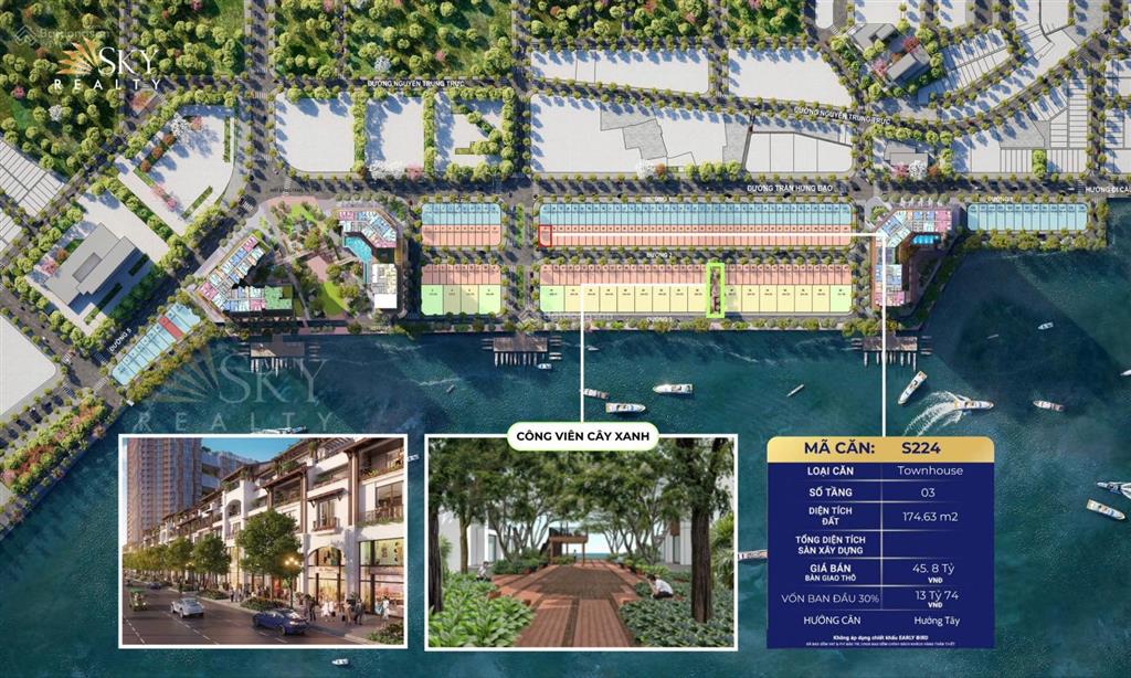 Căn góc shophouse 3 tầng  view sông hàn, cách bến du thuyền 100m, giá gốc từ cđt