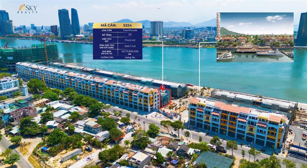 Căn góc shophouse 3 tầng  view sông hàn, cách bến du thuyền 100m, giá gốc từ cđt