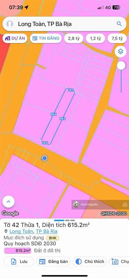 Mặt tiền đường bạch đằng phường long toàn  brvt cũ nay là phường bà rịa  tp hcm