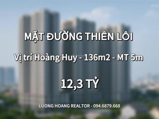 Bán lô đất cực đẹp mặt đường thiên lôi, view hoàng huy commerce  136m2  12,2 tỷ
