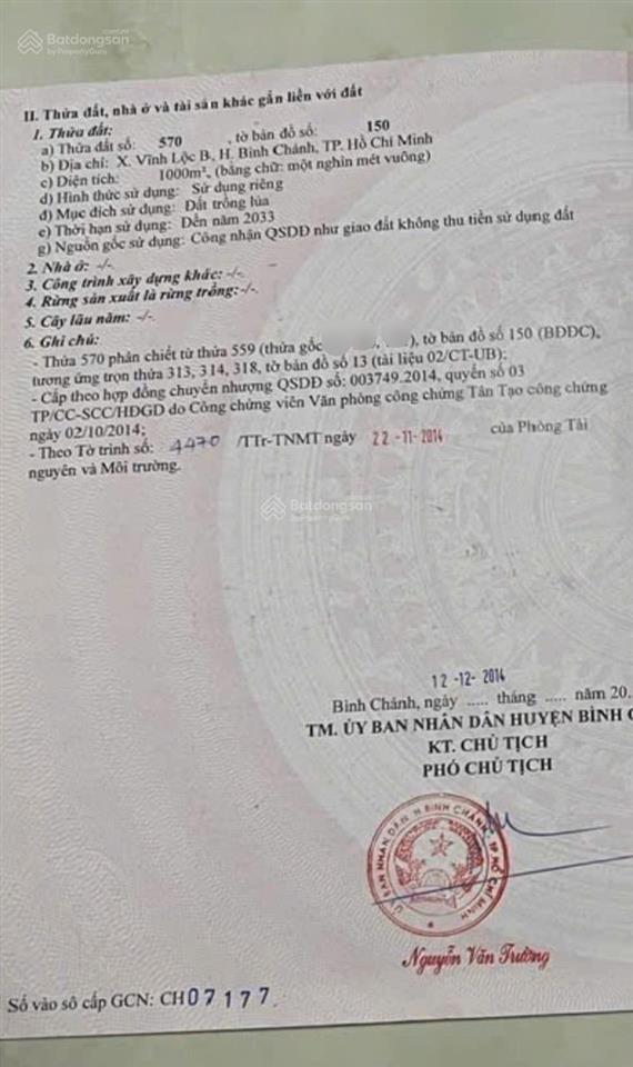 Đất 1000m2 đường liên ấp 1  2 cần bán gấp