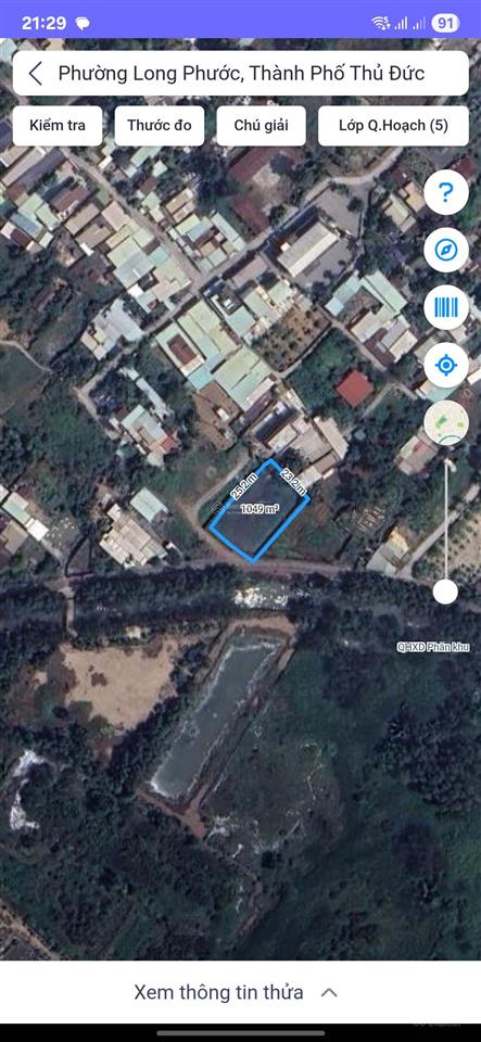 Bán lô đất mặt tiền đường số 1, dt 1041m2 có 976m2 thổ cư, qua vinhomes q9 3 phút, gần sông