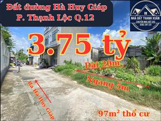 Bán đất nền 100m2 tại hà huy giáp, 3,75 tỷ, q12, hcm view đẹp, nhiều tiện ích