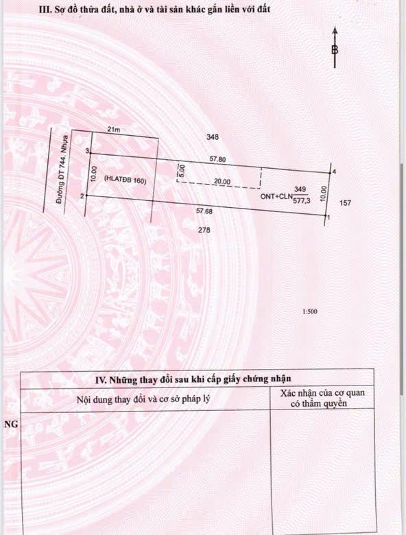 Bán gấp lô đất 577m2 đt744 mặt tiền 10m, đường 42m, giá ưu đãi nhanh chóng cho nhà đầu tư